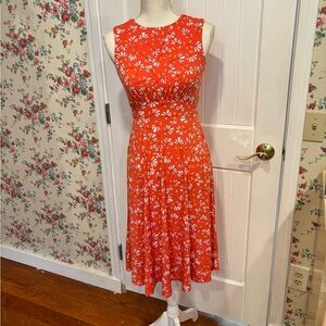 Maggie London Petite Size 0 Midi A-Line Dress Orange Spring Easter